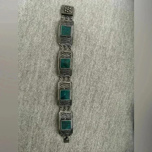 Vintage silver enameled Peruvian style bracelet - Picture 2 of 7